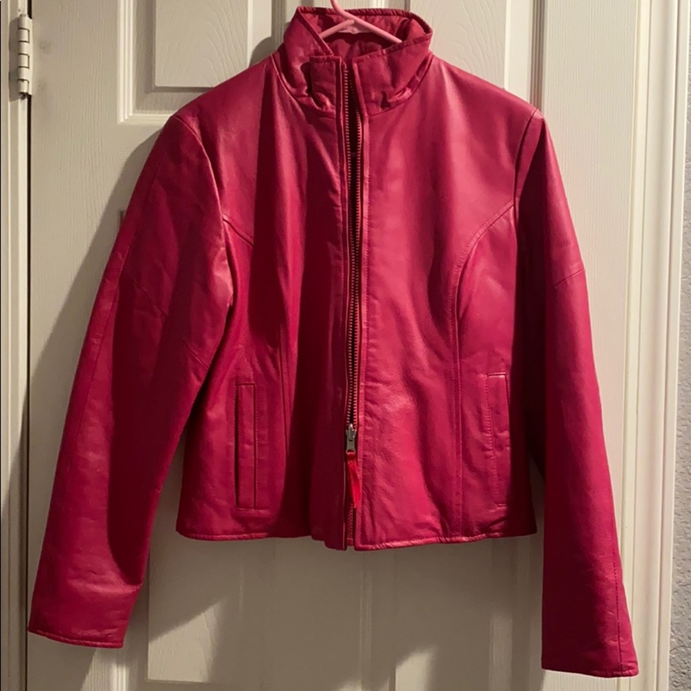 Wilson’s Leather Dark pink leather jacket